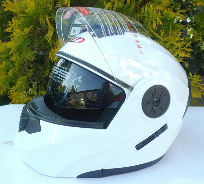 Kask motocyklowy BLD szczękowy rozmiar XL biały połysk blend