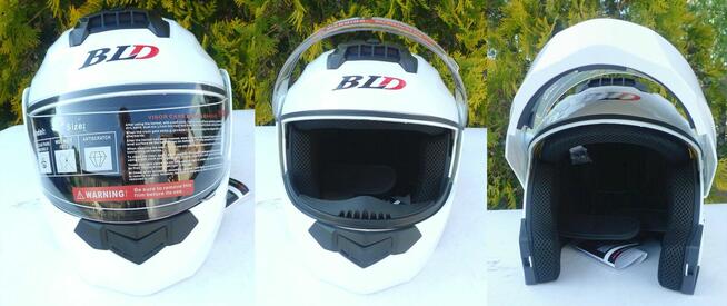 Kask motocyklowy BLD szczękowy rozmiar XL biały połysk blend