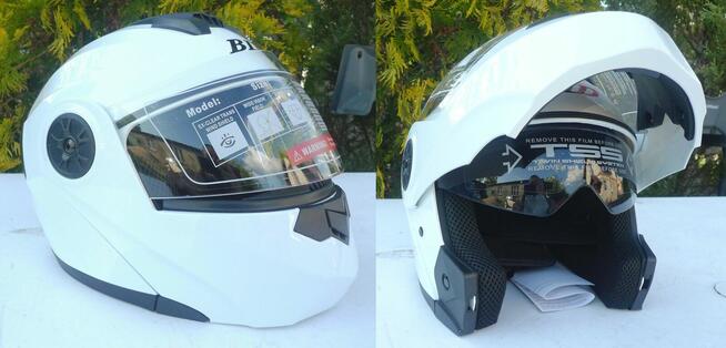 Kask motocyklowy BLD szczękowy rozmiar XL biały połysk blend