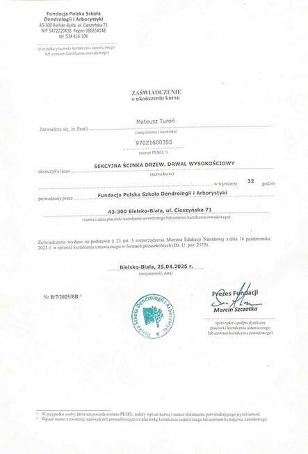 Sekcyjna wycinka drzew, usługi rębakiem Śląsk Cieszyński