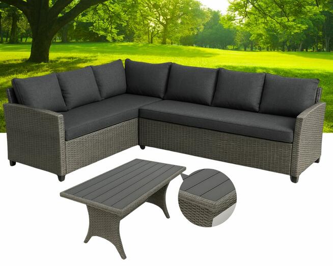 Zestaw Ogrodowy STOCKHOLM Narożnik + Stół Dostawa Gratis