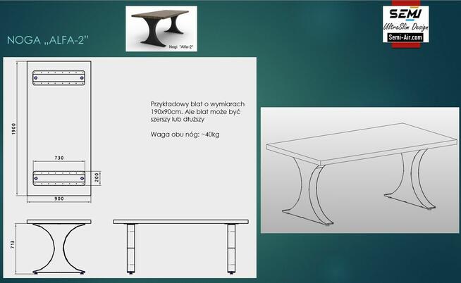 Nogi do stołu 3D blat pająk rama biurka stolik glamour noga