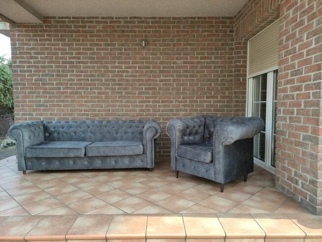 Sofa 3 osobowa pikowana Chesterfield , funkcja spania