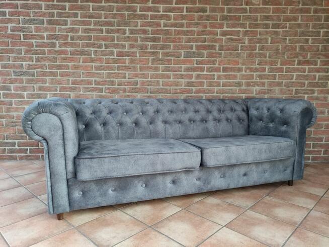 Sofa 3 osobowa pikowana Chesterfield , funkcja spania