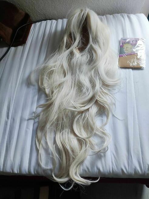Peruka Jasny Blond Włosy Długie 80cm loki