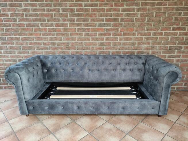 Sofa 3 osobowa pikowana Chesterfield , funkcja spania