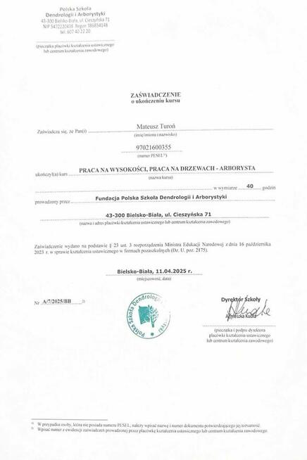 Sekcyjna wycinka drzew, usługi rębakiem Śląsk Cieszyński