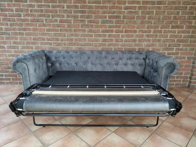 Sofa 3 osobowa pikowana Chesterfield , funkcja spania
