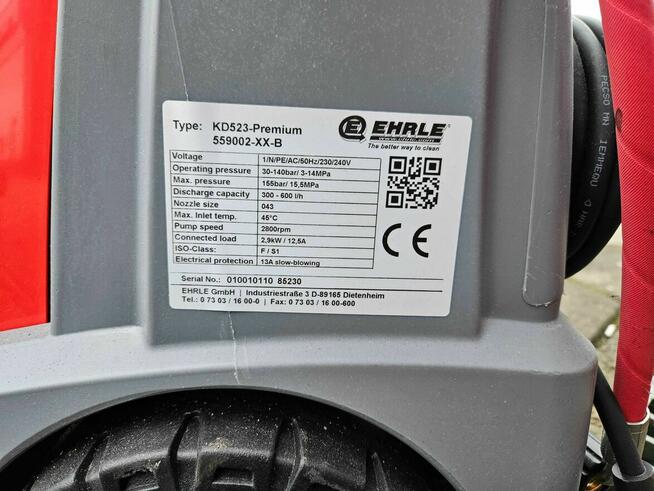 Zimnowodna myjka ciśnieniowa Ehrle 523 2X2 PREMIUM z bębnem