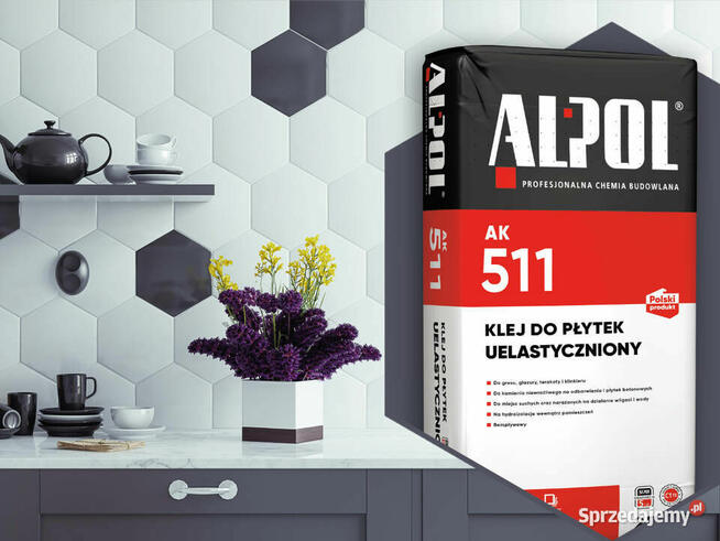 Klej do płytek ALPOL LUBLIN AK 511 z włóknami; płytka max 60cm