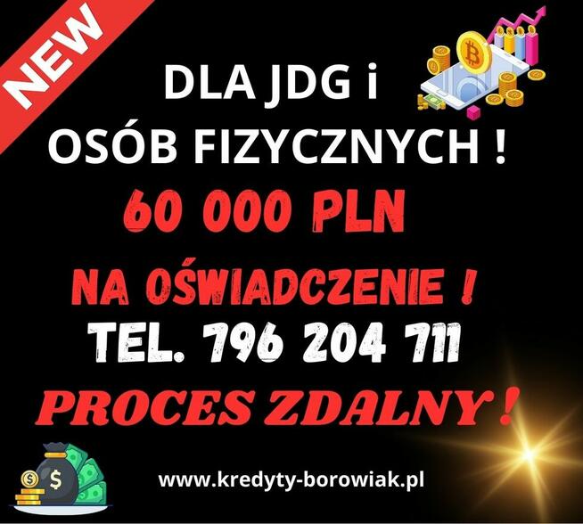 KREDYT DLA FIRM I OSÓB FIZYCZNYCH NA OŚWIADCZENIE DO 30 OOO
