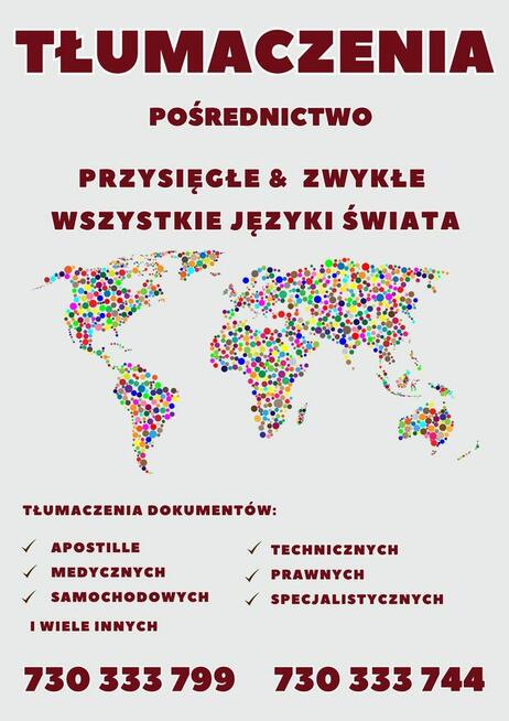 TŁUMACZENIA PRZYSIĘGŁĘ I ZWYKŁE - WSZYSTKIE JĘZYKI ŚWIATA