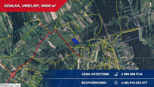 Działka budowlana 3ha Uwieliny (gm. Prażmów) z MPZP!