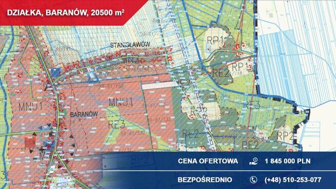 Działki inwestycyjne 2,05 ha – Baranów, pow. grodziski, woj. Mazowieckie