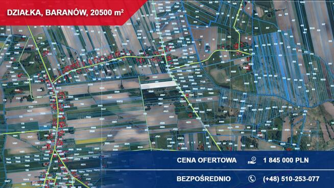 Działki inwestycyjne 2,05 ha – Baranów, pow. grodziski, woj. Mazowieckie