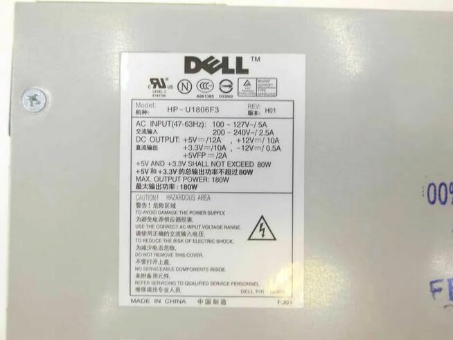 Zasilacz DELL MODEL :HP-U1806F3 PN:01N405 180W