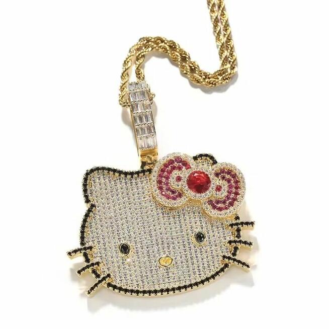 Wisiorek naszyjnik z Hello Kitty Moissanit lśni jak diament