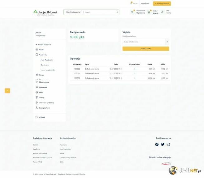 Serwis aukcyjno-ogłoszeniowy + serwer + domena