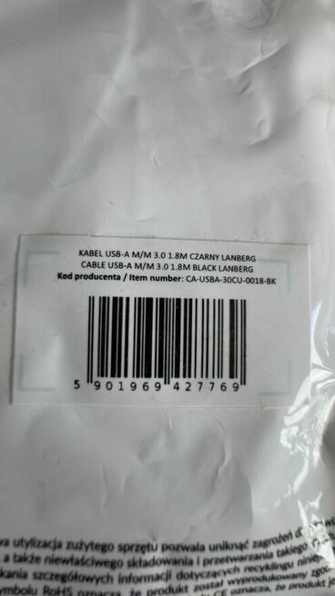 Kabel USB A-A Lanberg CA-USBA-30CU-0018-BK czarny 1,8 m