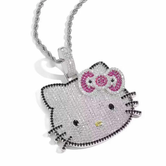 Wisiorek naszyjnik z Hello Kitty Moissanit lśni jak diament