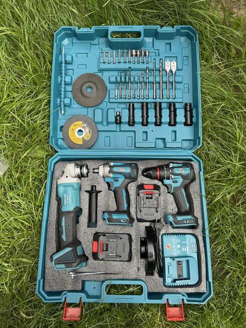 Zestaw 3w1 Wiertarko-Wkrętarka + Szlifierka + Klucz Udarowy