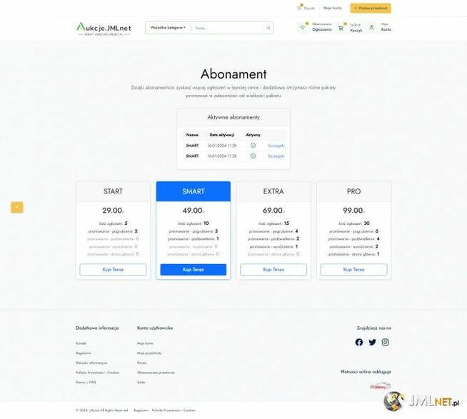 Serwis aukcyjno-ogłoszeniowy + serwer + domena