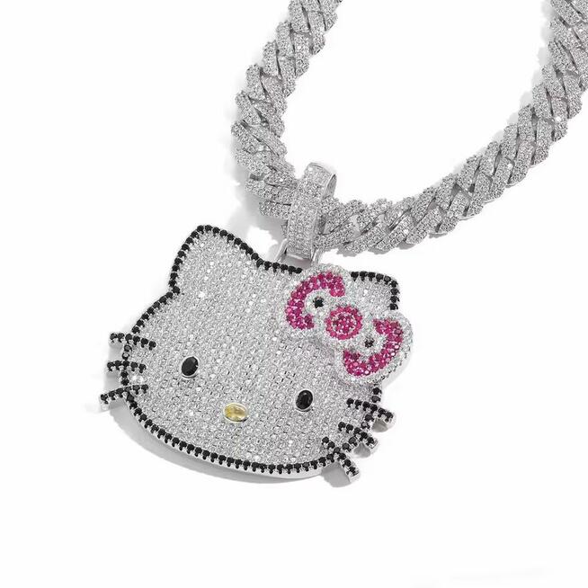 Wisiorek naszyjnik z Hello Kitty Moissanit lśni jak diament