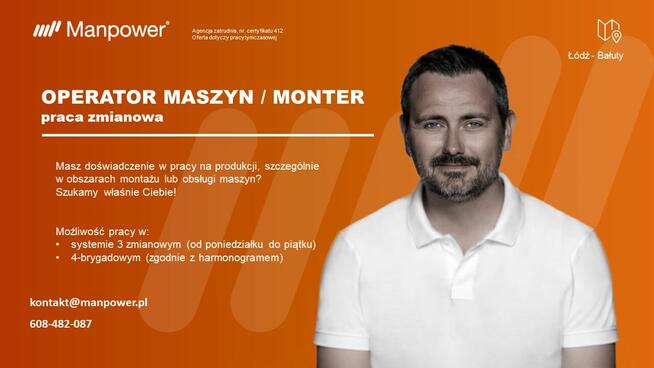 MONTER/ NAWIJACZ/ OPERATOR WÓZKÓW I SUWNIC