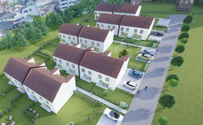 Nowoczesne segmenty z ogródkiem i miejscem postojowym