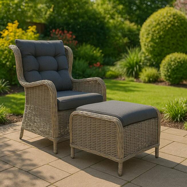 Fotel Ogrodowy SONATA z Podnóżkiem Technorattan + Gratis