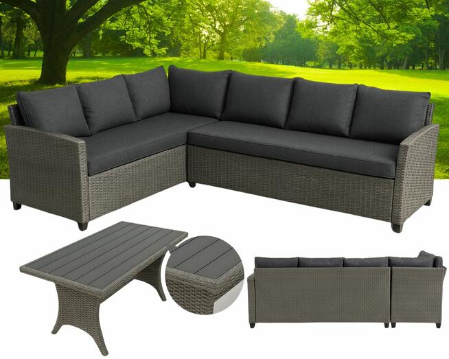 Zestaw Ogrodowy STOCKHOLM Narożnik + Stół Dostawa Gratis