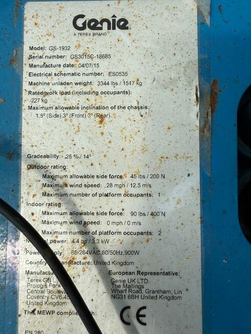 Genie GS1932 podnośnik nożycowy zwyżka UDT super stan JLG Ha