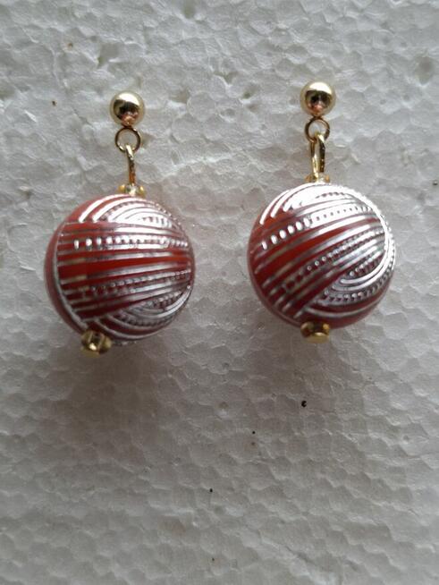 Piękne kolczyki z perełek, ze szkła i akrylu.