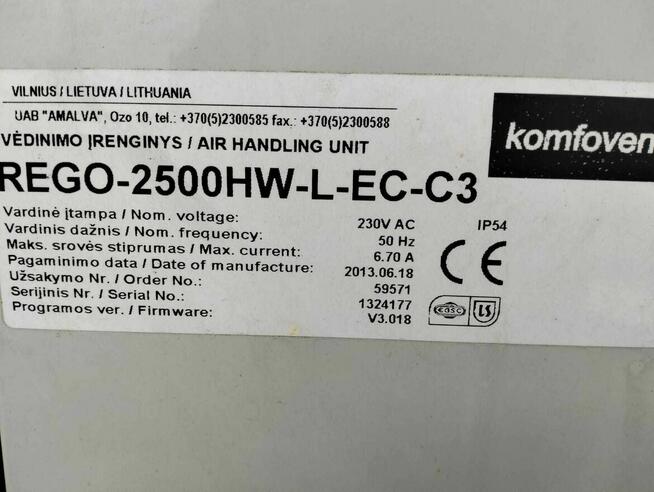 Rekuperator Komfovent Rego-2500HW-L-EC-C3