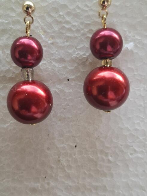 Piękne kolczyki z perełek, ze szkła i akrylu.