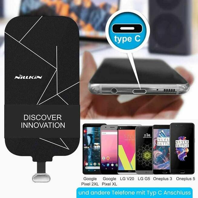 Adapter Qi TYP C Type C Bezprzewodowy ładowania indukcyjnego