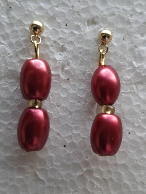 Piękne kolczyki z perełek, ze szkła i akrylu.