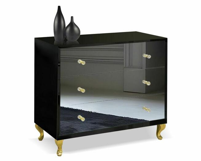 Komoda czarna glamour, lustro, krysztal, noga ludwik zlota!!!