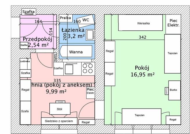 Pokój z kuchnią (2+aneks kuchenny) przy AGH UR PK UE UJ UP
