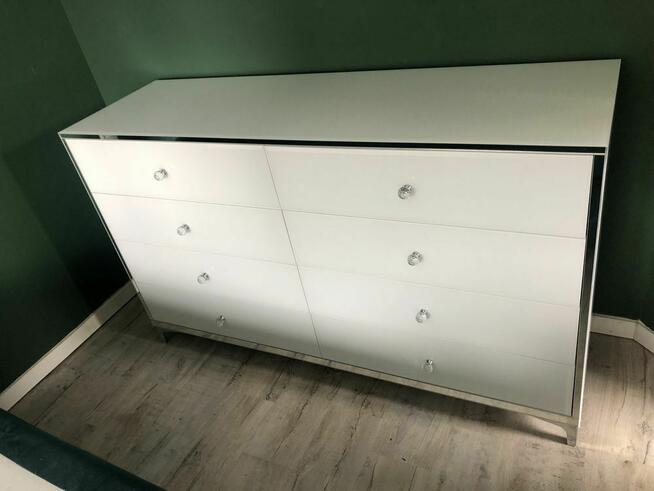 Komoda lustrzana, ze szkla, biala, salon, glamour, OKAZJA!!!