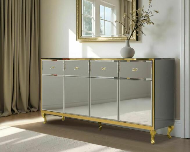 Komoda lustrzana, glamour, salon, noga ludwik, zloto !!!