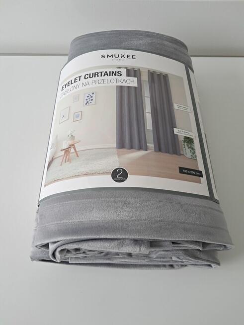 Zasłony na przelotkach, popielate, 2 szt., rozm. 135x250 cm