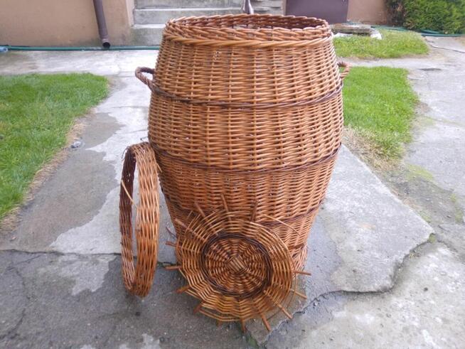 Kosz wiklinowy na pranie pościel brudne ubrania beczka duży