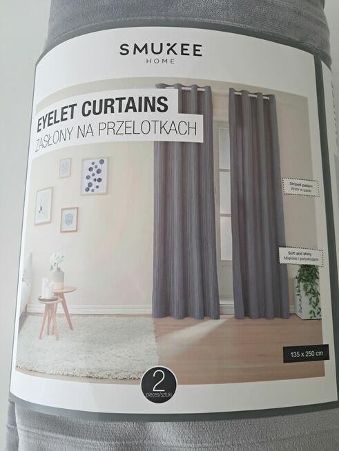 Zasłony na przelotkach, popielate, 2 szt., rozm. 135x250 cm