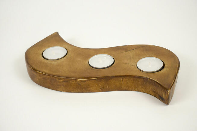 Świecznik z drewna brzozowego