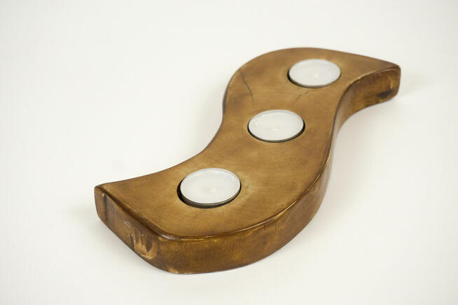 Świecznik z drewna brzozowego