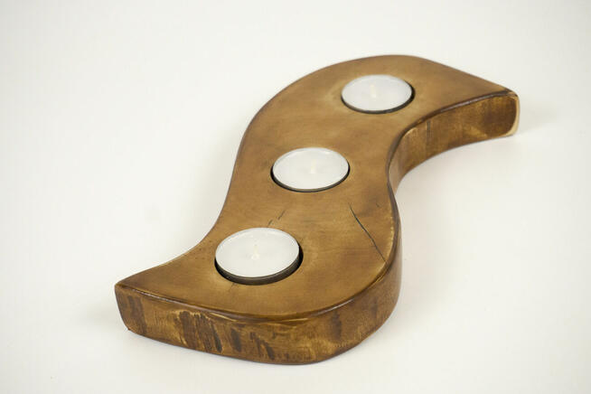 Świecznik z drewna brzozowego