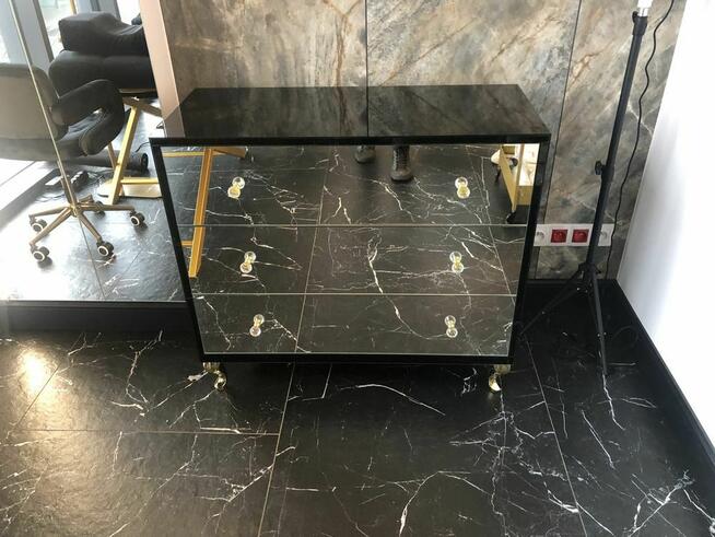 Komoda czarna glamour, lustro, krysztal, noga ludwik zlota!!!