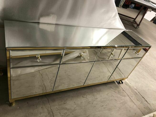 Komoda lustrzana, glamour, salon, noga ludwik, zloto !!!