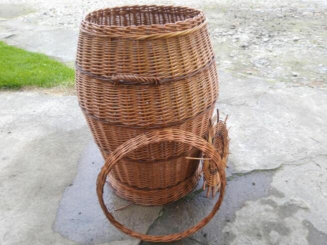 Kosz wiklinowy na pranie pościel brudne ubrania beczka duży